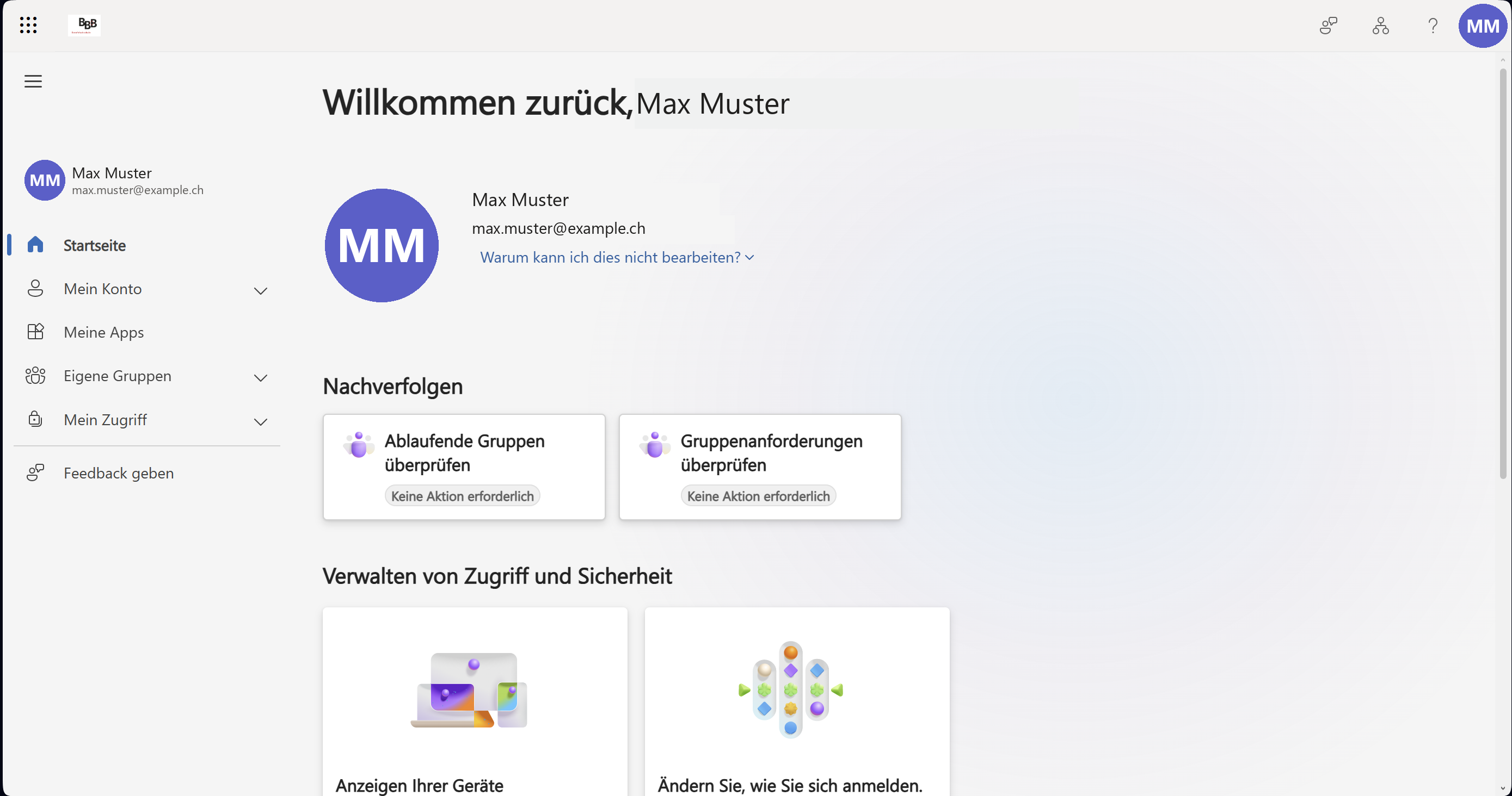 The Microsoft My Account home page